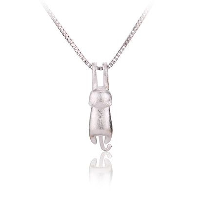 1 Piece Fashion Cat Sterling Silver Pendant Necklace