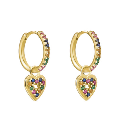 1 Pair Ins Style Fashion Heart Shape Butterfly Plating Inlay Copper Zircon Gold Plated Earrings