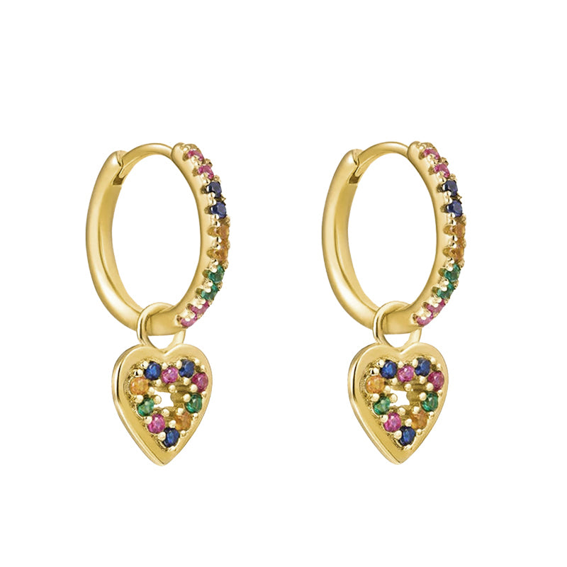 1 Pair Lady Heart Shape Plating Inlay Copper Zircon White Gold Plated Gold Plated Drop Earrings