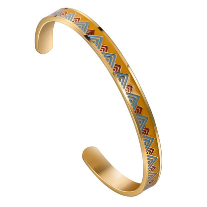 Simple Style Color Block Titanium Steel Enamel Bangle