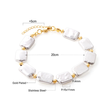 Simple Style Rectangle Stainless Steel Plating Bracelets