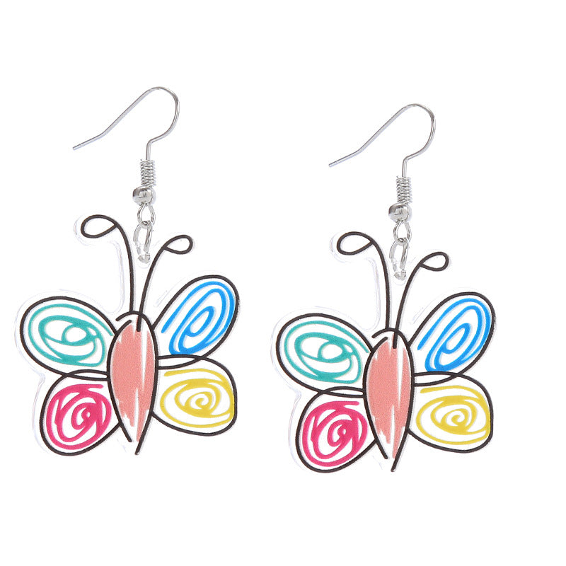 1 Pair Sweet Rainbow Flower Arylic Women's Drop Earrings