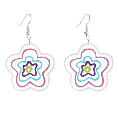 1 Pair Sweet Rainbow Flower Arylic Women's Drop Earrings