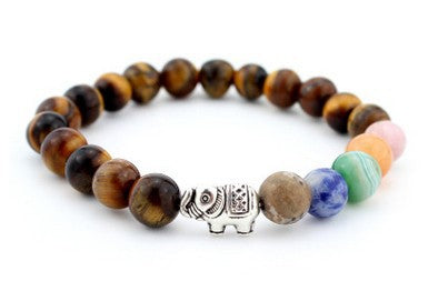 1 Piece Retro Elephant Natural Stone Plating Bracelets