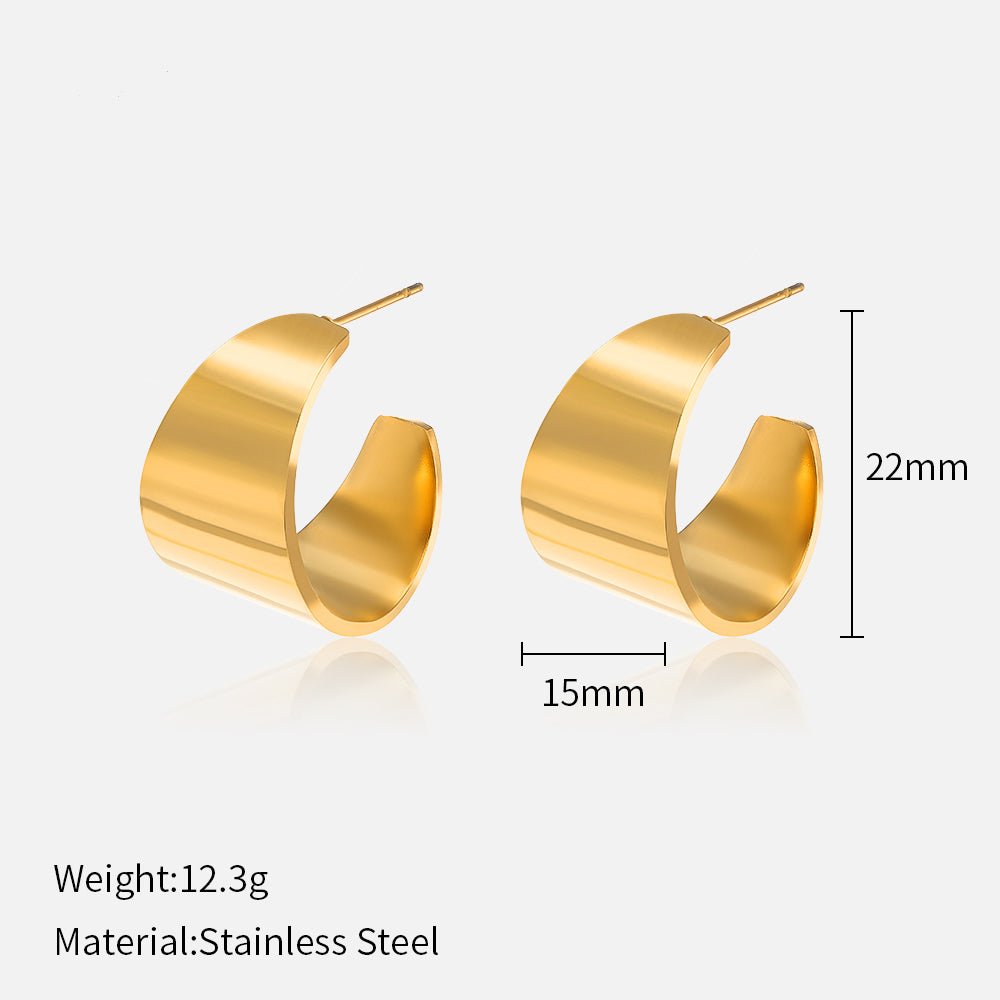 1 Pair Ig Style Simple Style Solid Color Plating Stainless Steel Gold Plated Earrings