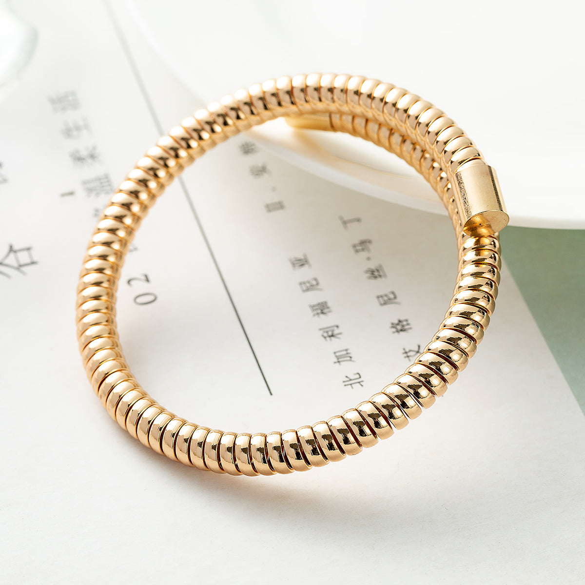 Wholesale Punk Circle Solid Color Titanium Steel Layered Plating 18k Gold Plated Gold Plated Bracelets Necklace