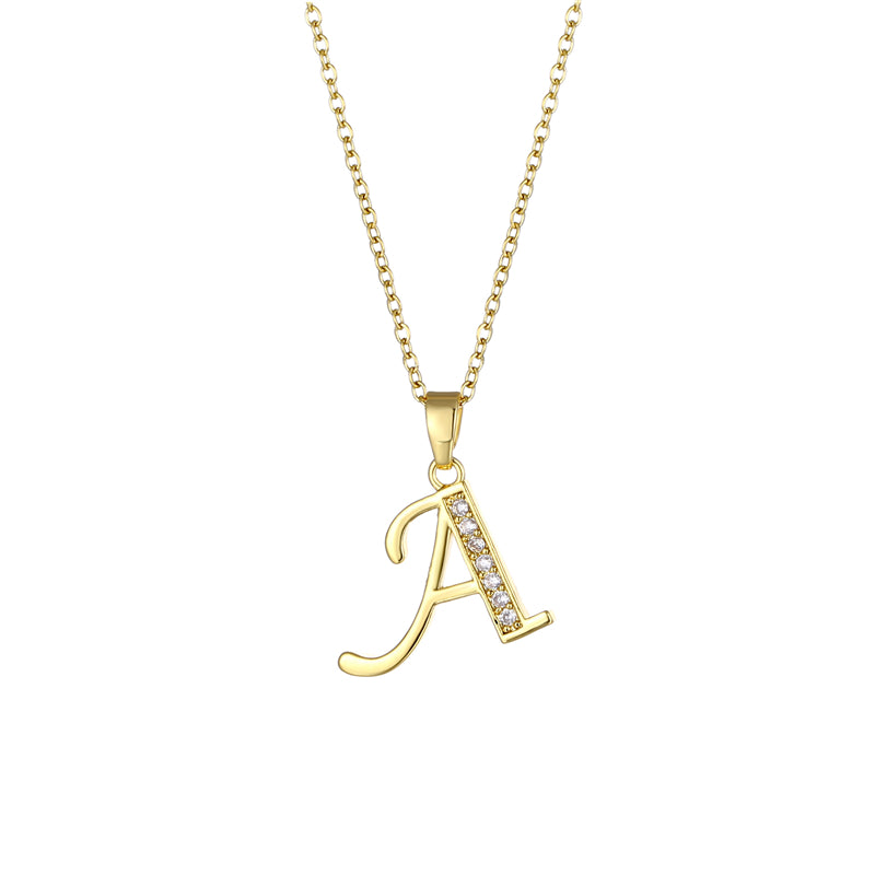 Fashion Letter Stainless Steel Titanium Steel Plating Inlay Zircon 18k Gold Plated Gold Plated Pendant Necklace