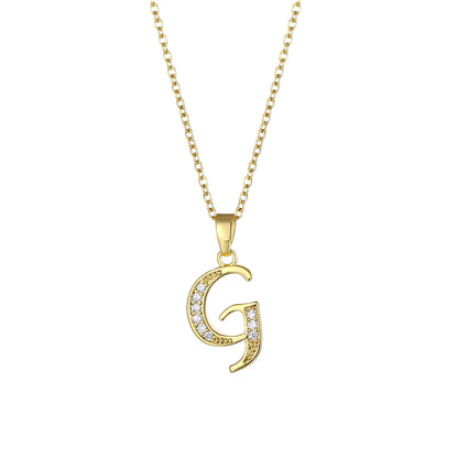 Fashion Letter Stainless Steel Titanium Steel Plating Inlay Zircon 18k Gold Plated Gold Plated Pendant Necklace