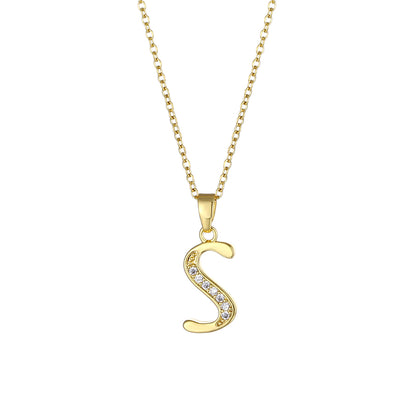 1 Piece Fashion Letter Stainless Steel Titanium Steel Plating Inlay Zircon Pendant Necklace