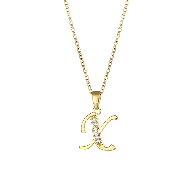 Fashion Letter Stainless Steel Titanium Steel Plating Inlay Zircon 18k Gold Plated Gold Plated Pendant Necklace