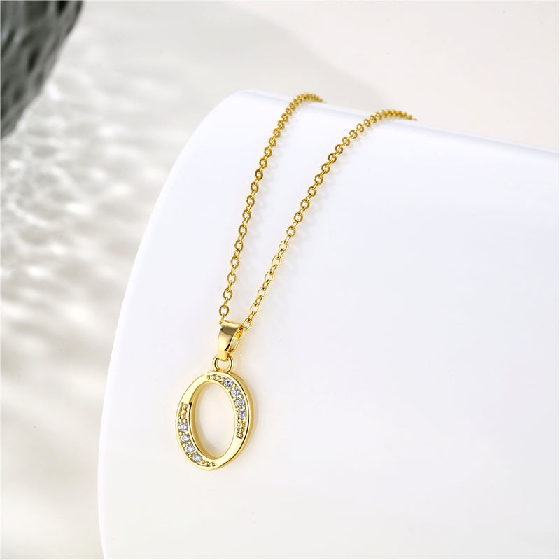 Fashion Letter Stainless Steel Titanium Steel Plating Inlay Zircon 18k Gold Plated Gold Plated Pendant Necklace