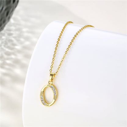 Fashion Letter Stainless Steel Titanium Steel Plating Inlay Zircon 18k Gold Plated Gold Plated Pendant Necklace