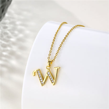 1 Piece Fashion Letter Stainless Steel Titanium Steel Plating Inlay Zircon Pendant Necklace