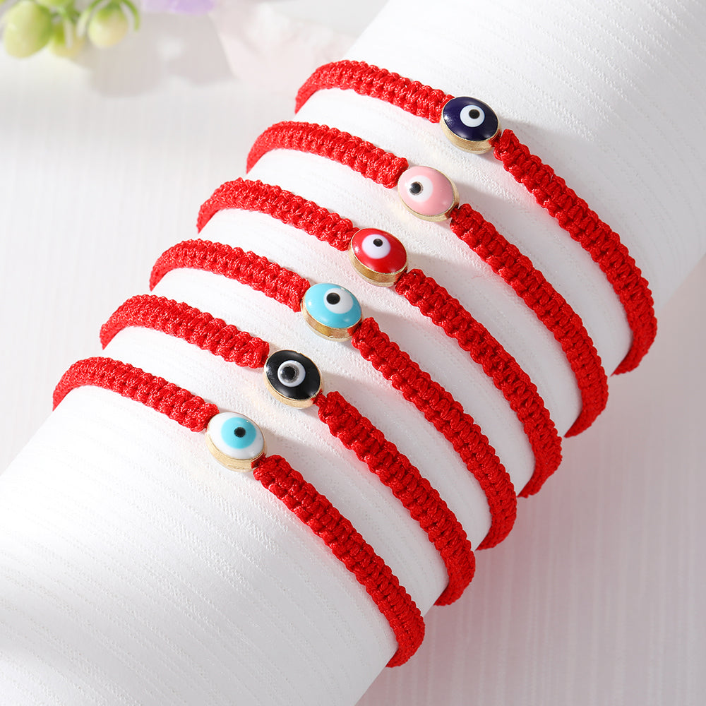 1 Piece Simple Style Devil's Eye Alloy Rope Knitting Enamel Women's Bracelets