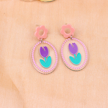 1 Pair Basic Sweet Sports Heart Shape Arylic Plating Women's Drop Earrings