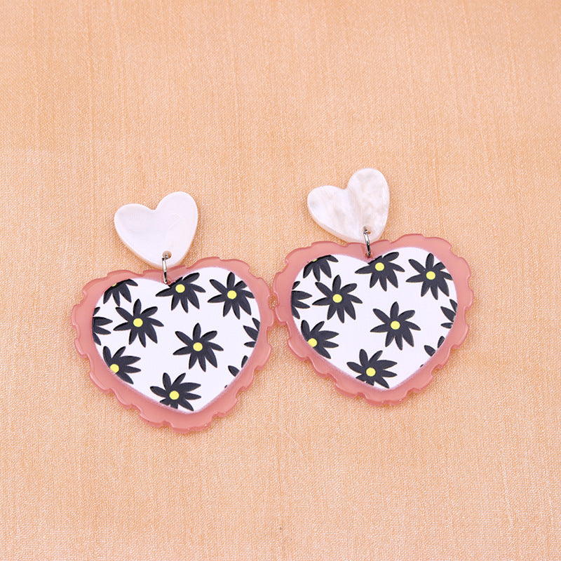 1 Pair Basic Sweet Sports Heart Shape Arylic Plating Women's Drop Earrings