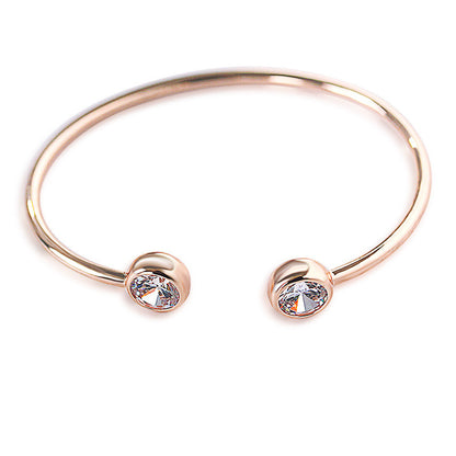 1 Piece Fashion Heart Shape Feather Bow Knot Stainless Steel Metal Plating Inlay Zircon Bangle