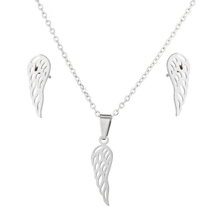 Ig Style Simple Style Wings Stainless Steel Plating Hollow Out Jewelry Set