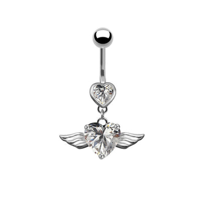 Fashion Heart Shape Stainless Steel Plating Zircon Belly Ring