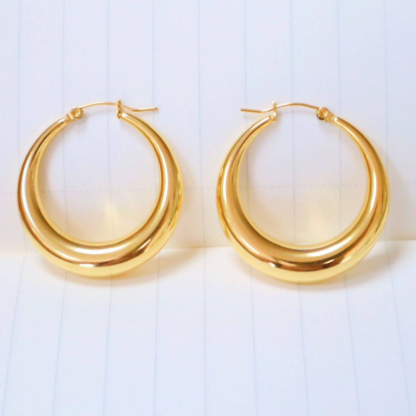 1 Pair Retro Geometric Solid Color Stainless Steel Plating Hoop Earrings