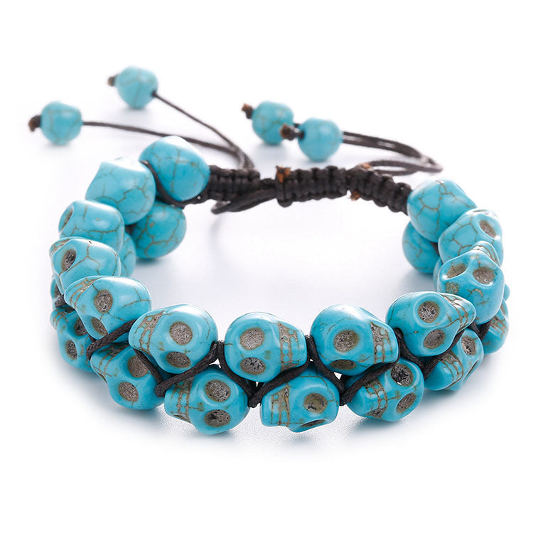 Punk Skull Turquoise Beaded Bracelets