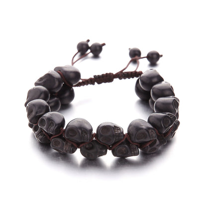 Punk Skull Turquoise Beaded Bracelets