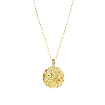 Fashion Flower Lotus Chrysanthemum Stainless Steel Titanium Steel Plating Inlay Zircon 18k Gold Plated Gold Plated Pendant Necklace