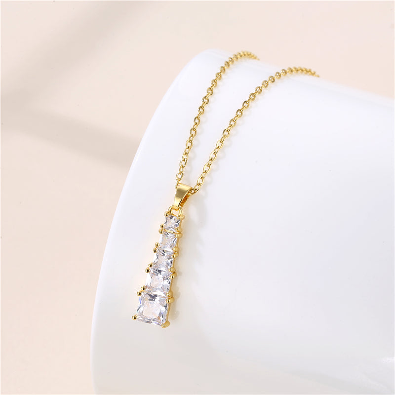 1 Piece Fashion Geometric Stainless Steel Titanium Steel Plating Inlay Zircon Pendant Necklace