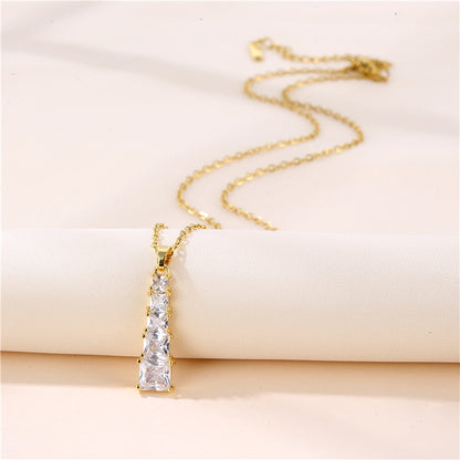 1 Piece Fashion Geometric Stainless Steel Titanium Steel Plating Inlay Zircon Pendant Necklace