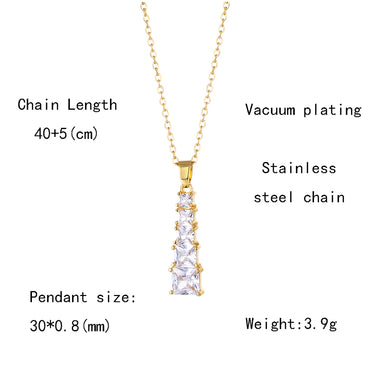 1 Piece Fashion Geometric Stainless Steel Titanium Steel Plating Inlay Zircon Pendant Necklace