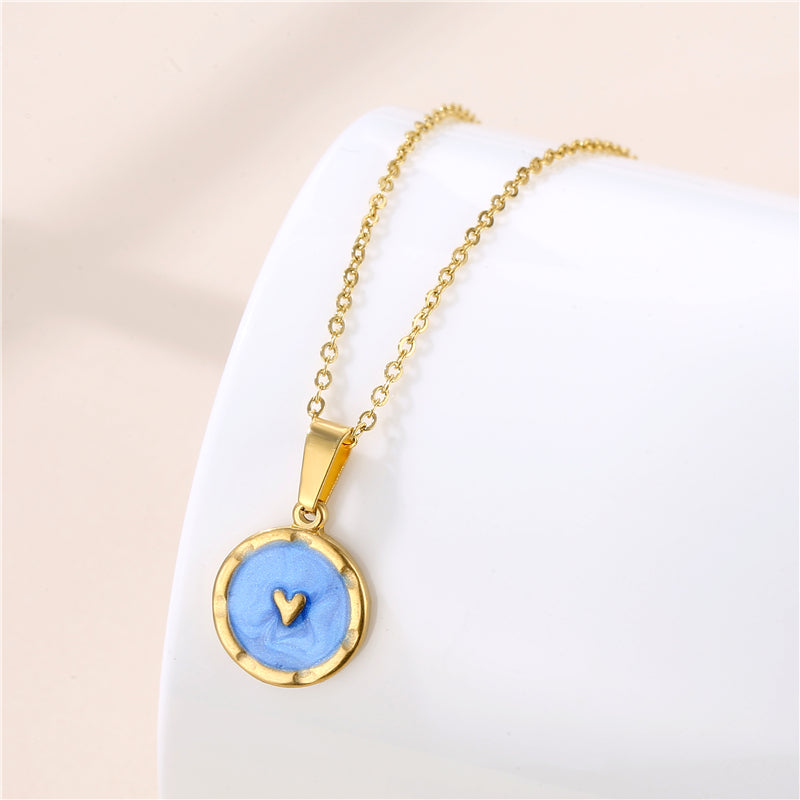 1 Piece Fashion Round Heart Shape Stainless Steel Titanium Steel Plating Inlay Zircon Pendant Necklace