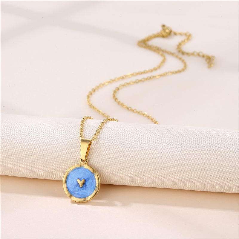 1 Piece Fashion Round Heart Shape Stainless Steel Titanium Steel Plating Inlay Zircon Pendant Necklace