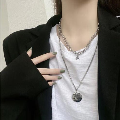 Fashion Heart Shape Butterfly Alloy Pearl Plating Women's Layered Necklaces Pendant Necklace 1 Piece