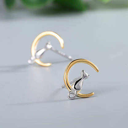 1 Pair Simple Style Cat Sterling Silver Plating Ear Studs