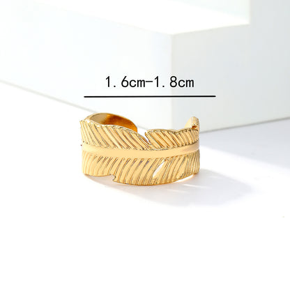 1 Piece Fashion Leaf Round Stainless Steel Copper Plating Open Ring