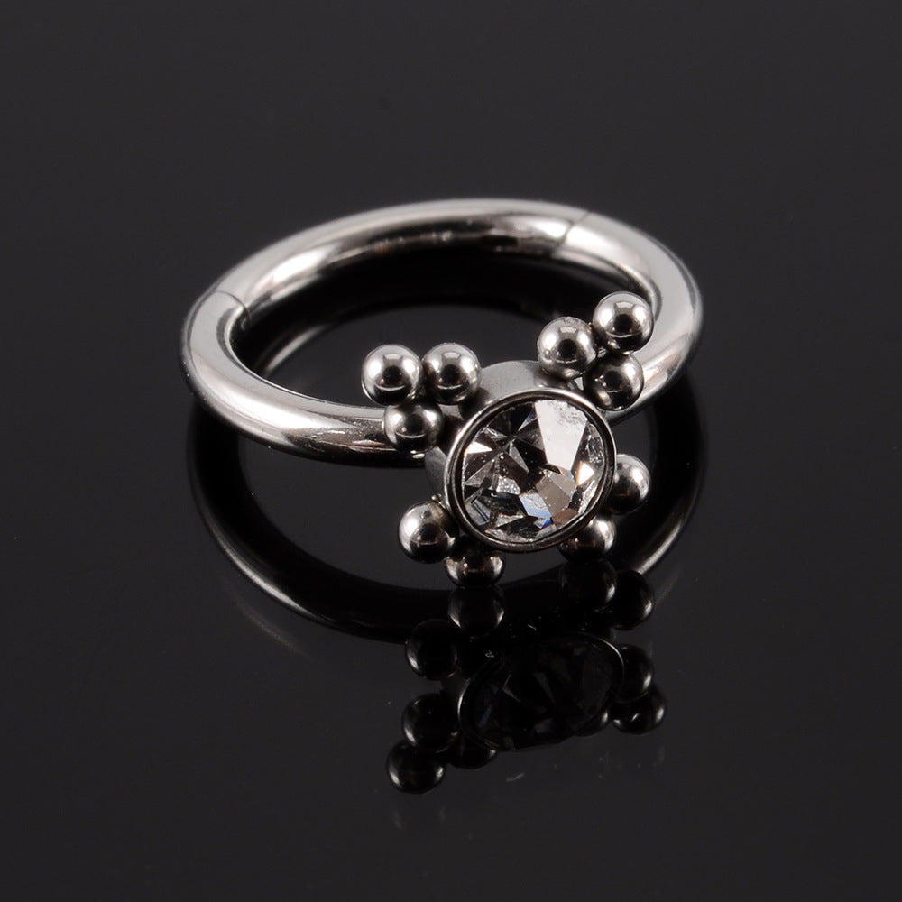 1 Piece Fashion Round Stainless Steel Diamond Nose Ring