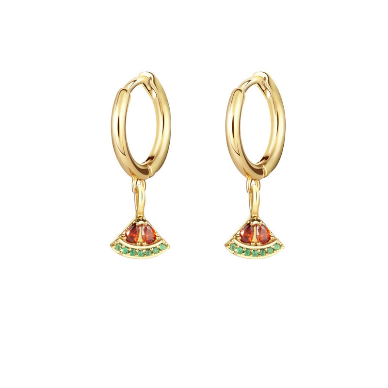 1 Pair Fashion Fruit Pineapple Watermelon Copper Inlaid Zircon Drop Earrings