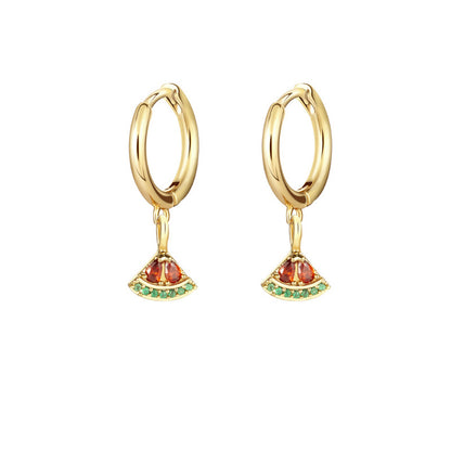 1 Pair Fashion Fruit Pineapple Watermelon Copper Inlaid Zircon Drop Earrings