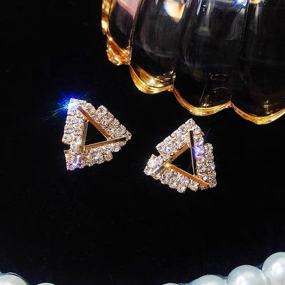 1 Pair Fashion Geometric Alloy Inlay Artificial Rhinestones Zircon Women'S Drop Earrings