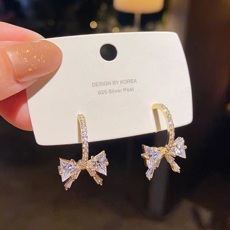 1 Pair Fashion Geometric Alloy Inlay Artificial Rhinestones Zircon Women'S Drop Earrings