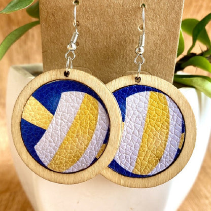 1 Pair Fashion Baseball Basketball Football Patchwork Pu Leather Drop Earrings