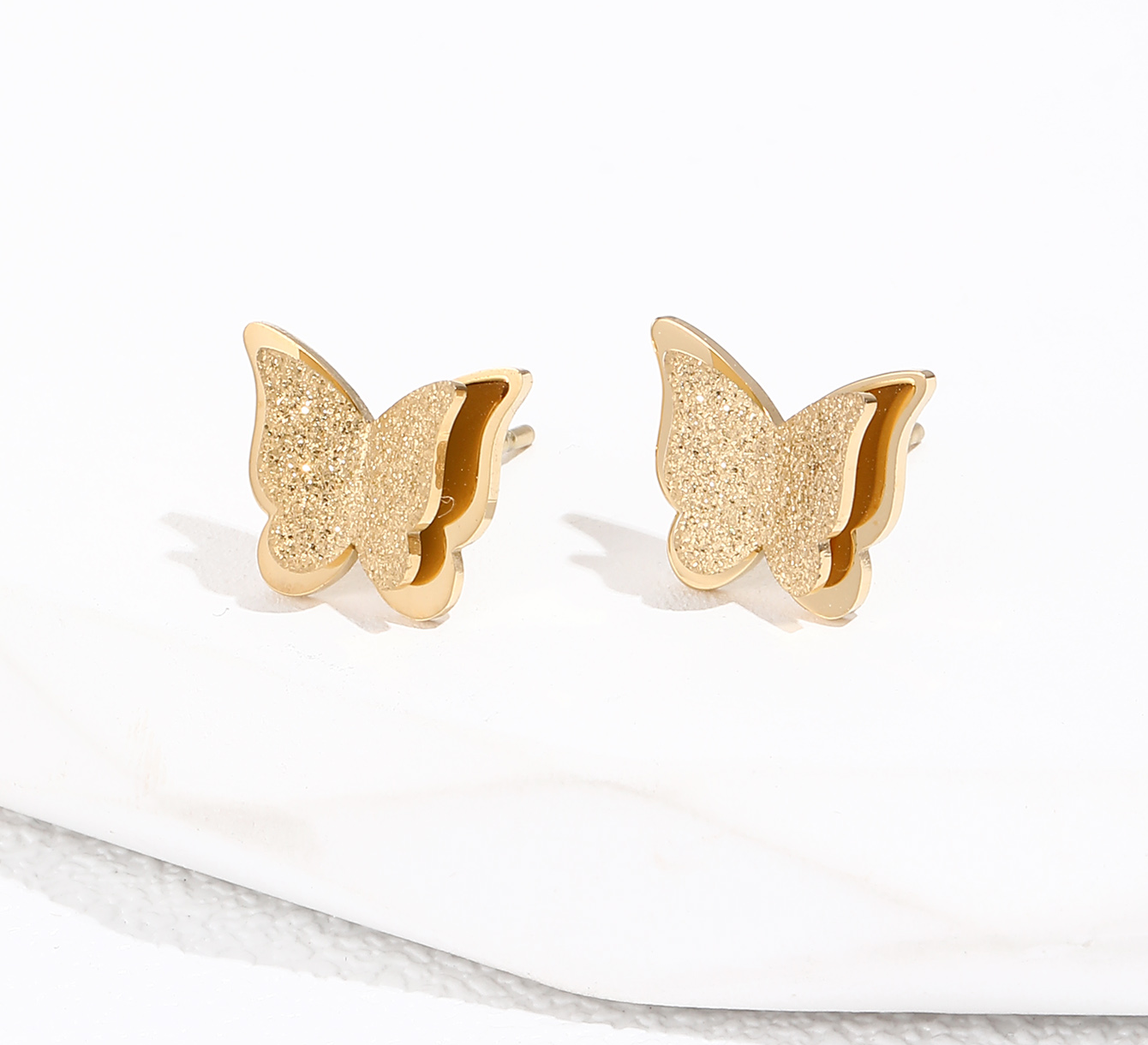 1 Pair Simple Style Butterfly Stainless Steel Plating Ear Studs