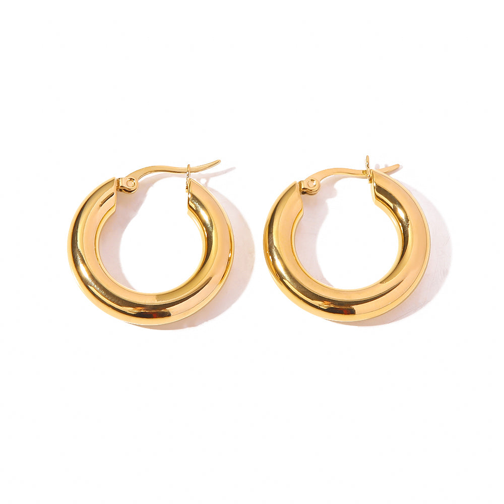 1 Pair Ins Style Round Stainless Steel Plating Hoop Earrings