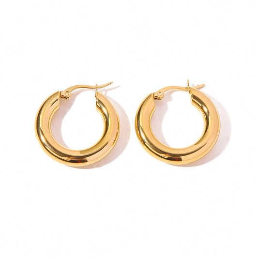 1 Pair Ins Style Round Stainless Steel Plating Hoop Earrings