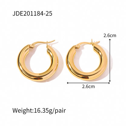 1 Pair Ins Style Round Stainless Steel Plating Hoop Earrings