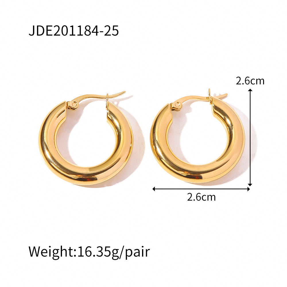 1 Pair Ins Style Round Stainless Steel Plating Hoop Earrings