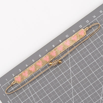 1 Piece Ethnic Style Heart Shape Beaded Glass Knitting Women's Bracelets