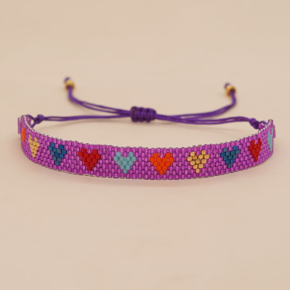 1 Piece Ethnic Style Heart Shape Beaded Glass Knitting Women's Bracelets