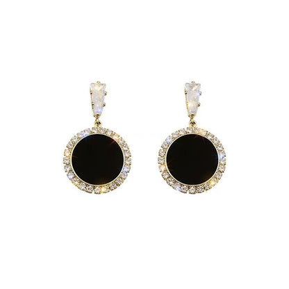 1 Pair Fashion Round Alloy Inlay Rhinestones Women's Drop Earrings