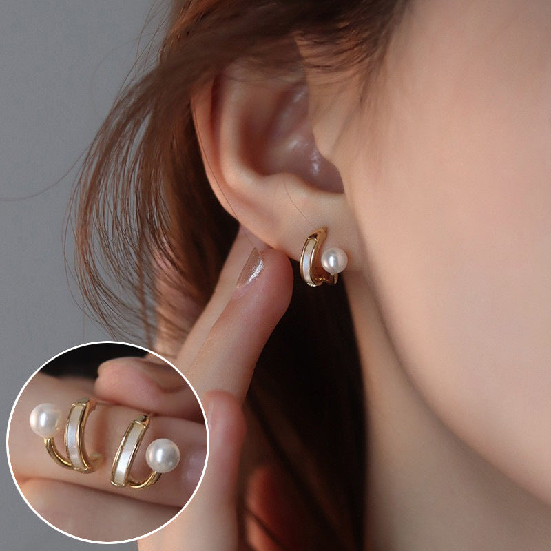 1 Pair Casual Retro Geometric Copper Plating Inlay Artificial Pearls Earrings